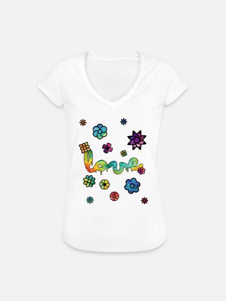 LOVE - Frauen Vintage T-Shirt - Weiß