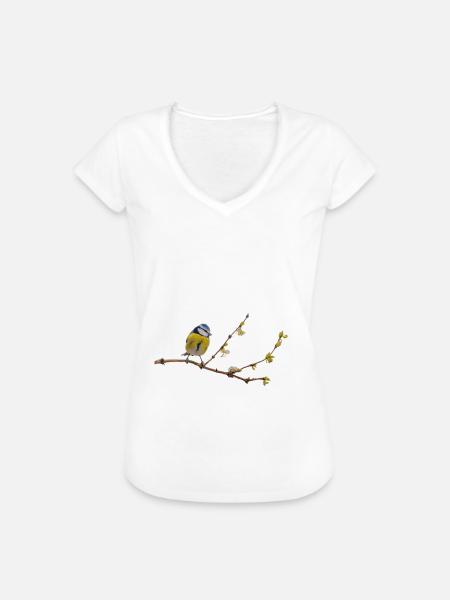 Blaumeise - Frauen Vintage T-Shirt - Weiß