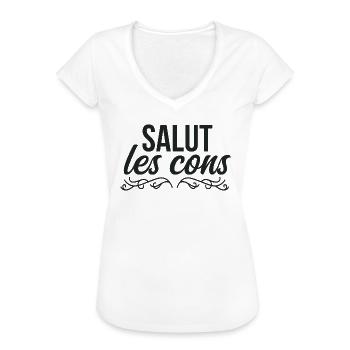 Salut les cons - Allergique aux cons - T-shirt vintage Femme - blanc - Devant