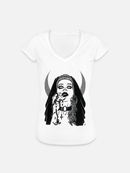 Die dunkle Nonne - Frauen Vintage T-Shirt - Weiß
