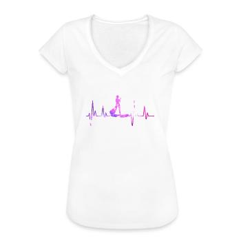 Stand Up paddling EKG Herzschlag SUP Mädchen - Frauen Vintage T-Shirt - Weiß - Vorne