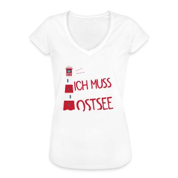 Ich muss an die Ostsee I Leuchtturm - Frauen Vintage T-Shirt - Weiß - Vorne