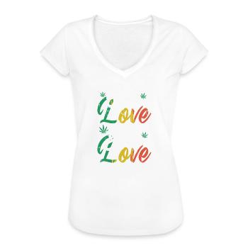 one love jah love, Reggae, Rastafari, Marley - Frauen Vintage T-Shirt - Weiß - Vorne