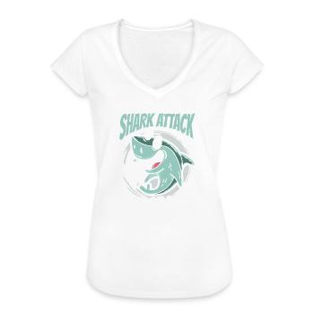 Shark Attack Just Kidding - Frauen Vintage T-Shirt - Weiß - Vorne