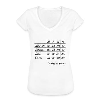Lustiges Deutsche Grammatik Hilfe Deutsch Lehrer - Frauen Vintage T-Shirt - Weiß - Vorne