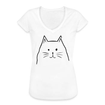 Katzen Kopf - Frauen Vintage T-Shirt - Weiß - Vorne - Danielle (179cm)