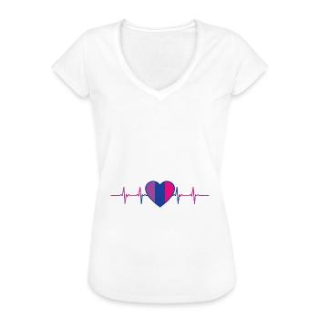 Bisexueller Heartbeat Bisexual Pride - Frauen Vintage T-Shirt - Weiß - Vorne