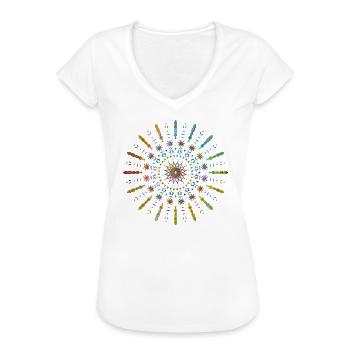 Mandala Yoga tribal Sonne strahlend gelb bunt - Frauen Vintage T-Shirt - Weiß - Vorne