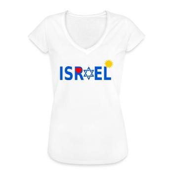 Israel mit Davidstern Herz Sonne - Frauen Vintage T-Shirt - Weiß - Vorne