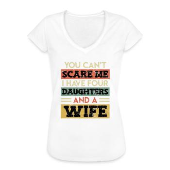 Vater 4 Töchter Papa - Frauen Vintage T-Shirt - Weiß - Vorne