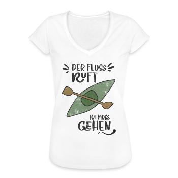 FLUSS RUFT KANU KAYAK WILDWASSER GEHEN SEE MOTIVE - Frauen Vintage T-Shirt - Weiß - Vorne - Danielle (179cm)