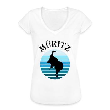 Müritzsee Kontur - Natur Pur Erleben - Frauen Vintage T-Shirt - Weiß - Vorne - Danielle (179cm)