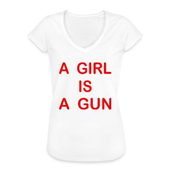 A girl is a gun - T-shirt vintage Femme - blanc - Devant