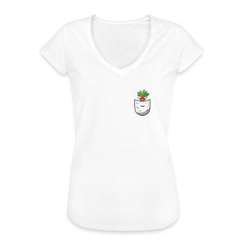 Radieschen Hemdtasche - Frauen Vintage T-Shirt - Weiß - Vorne