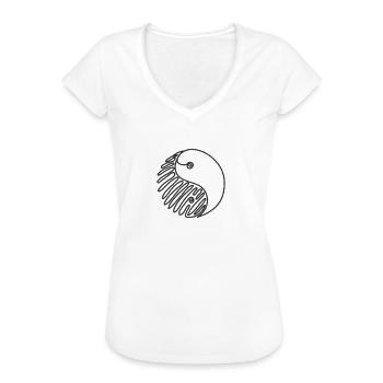 Un dessin au trait Yin et Yang - T-shirt vintage Femme - blanc - Devant - Danielle (179cm)
