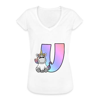 Unicorn Letter U - Women's Vintage T-Shirt - white - Front - Danielle (179cm)