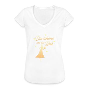 Die Schöne und das Bier - Frauen Vintage T-Shirt - Weiß - Vorne