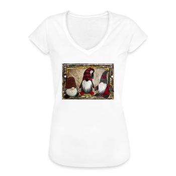 Christmas Gnome Scene - Women's Vintage T-Shirt - white - Front - Danielle (179cm)