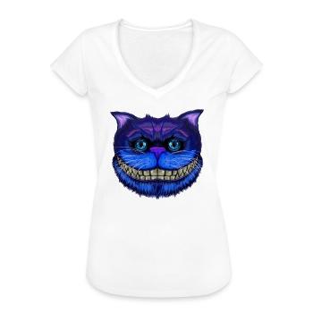 Katzengesicht Grinsende Katze Wunderland Geschenk - Frauen Vintage T-Shirt - Weiß - Vorne