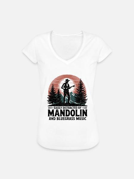 Liebe zur Mandoline und Bluegrass - Frauen Vintage T-Shirt - Weiß