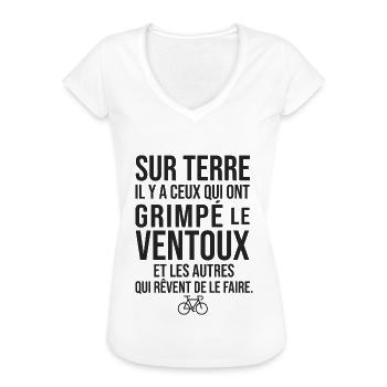 Vélo Mont Ventoux faire le Ventoux à vélo - T-shirt vintage Femme - blanc - Devant - Danielle (179cm)