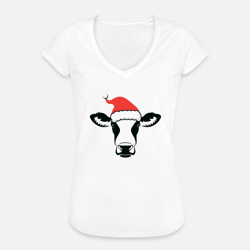 Weihnachtskuh - Frauen Vintage T-Shirt - Weiß