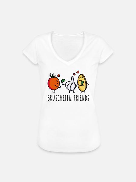 Lustige Bruschetta Freunde - Frauen Vintage T-Shirt - Weiß