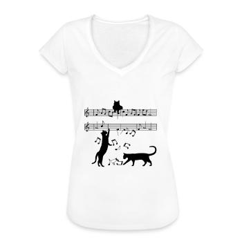 Katzen-Musiknoten - Frauen Vintage T-Shirt - Weiß - Vorne