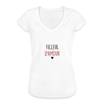 filleul d amour - T-shirt vintage Femme - blanc - Devant - Danielle (179cm)