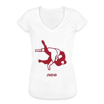 Tenue de judo pour les combattants d’arts martiaux - T-shirt vintage Femme - blanc - Devant - Danielle (179cm)
