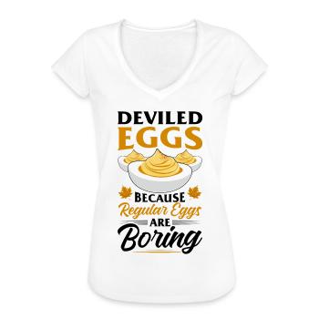 Sort d’œuf du diable - T-shirt vintage Femme - blanc - Devant - Danielle (179cm)