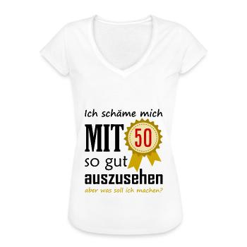 50 Jahre und gut aussehen lustig T-Shirt Geschenk - Frauen Vintage T-Shirt - Weiß - Vorne - Danielle (179cm)