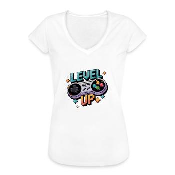 Level Up – Gaming Controller - Women's Vintage T-Shirt - white - Front - Danielle (179cm)