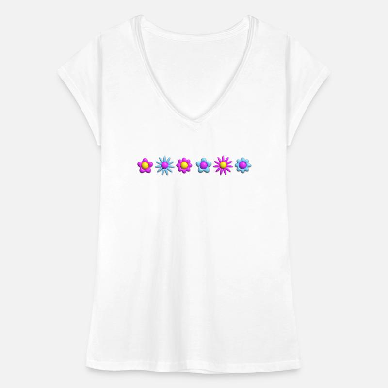 Fleurs en fleurs en rangée 3D T-shirt vintage Femme