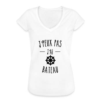je peux pas j'ai bateau gouvernail - T-shirt vintage Femme - blanc - Devant