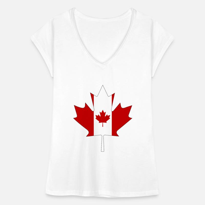 Drapeau du Canada comme feuille d'érable avec cadre noir T-shirt vintage Femme
