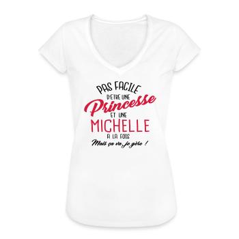 Princesse et Michelle - T-shirt vintage Femme - blanc - Devant - Danielle (179cm)