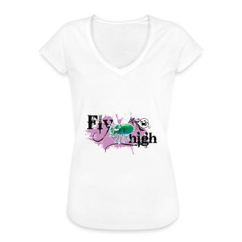 motif chemise mouche voler haut partie violet - T-shirt vintage Femme - blanc - Devant - Danielle (179cm)