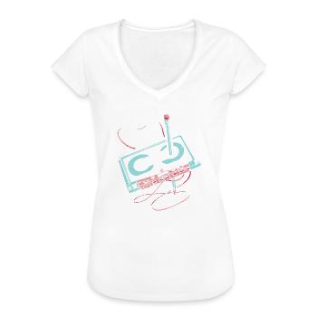80er Jahre Kassette 1990er Bleistift Wickelkassette - Frauen Vintage T-Shirt - Weiß - Vorne