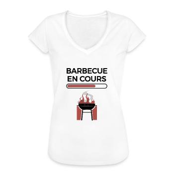 Barbecue en cours cadeau grillade humour - T-shirt vintage Femme - blanc - Devant - Danielle (179cm)