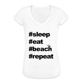 sommeil répétition plage manger xx - T-shirt vintage Femme - blanc - Devant - Danielle (179cm)