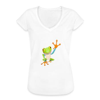 Frosch Froschmotiv Frösche Amphibien Geschenkidee - Frauen Vintage T-Shirt - Weiß - Vorne