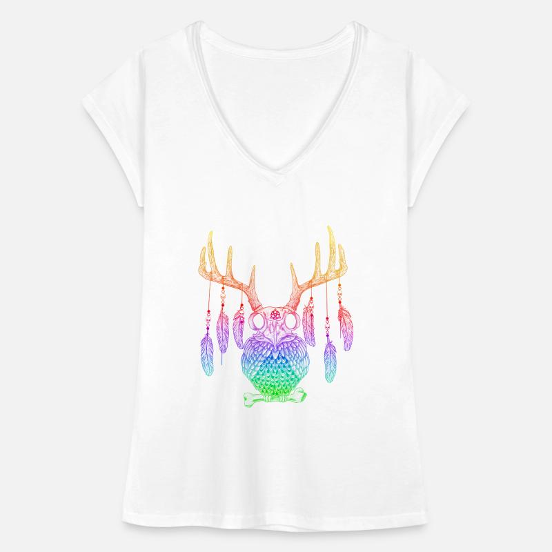 Boho Hirscheule Regenbogenfarben Frauen Vintage T-Shirt