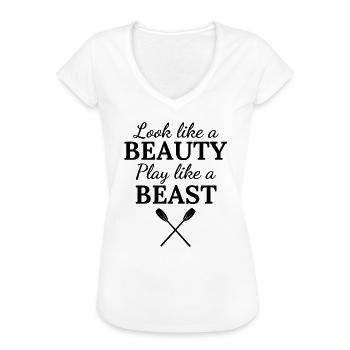 Aviron: Ressemblez à un jeu de beauté comme une bête. - T-shirt vintage Femme - blanc - Devant - Danielle (179cm)