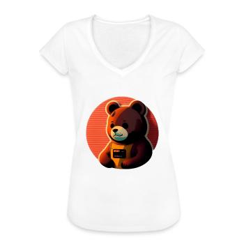 Dessin animé Ours - T-shirt vintage Femme - blanc - Devant - Danielle (179cm)