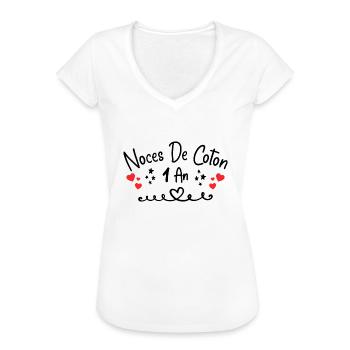 noces de coton - T-shirt vintage Femme - blanc - Devant - Danielle (179cm)