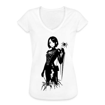 Spider,Black,Tarantula,Illustration,Anime,Comic, - Women's Vintage T-Shirt - white - Front - Danielle (179cm)