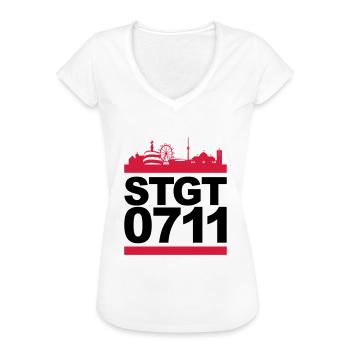 STGT 0711 - Frauen Vintage T-Shirt - Weiß - Vorne - Danielle (179cm)