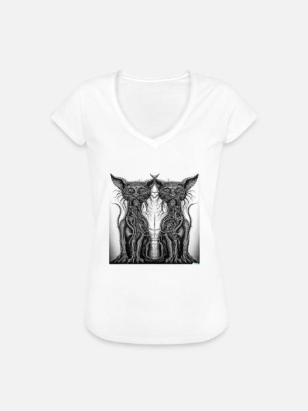 Giger-Cats - Frauen Vintage T-Shirt - Weiß