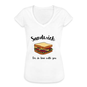 Sandwich - Frauen Vintage T-Shirt - Weiß - Vorne - Danielle (179cm)